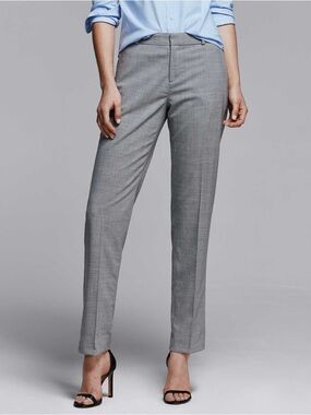 Banana Republic Gray Tailored Straight-Leg Trousers